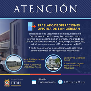 Aviso de traslado de las operaciones de la oficina local de San Germán